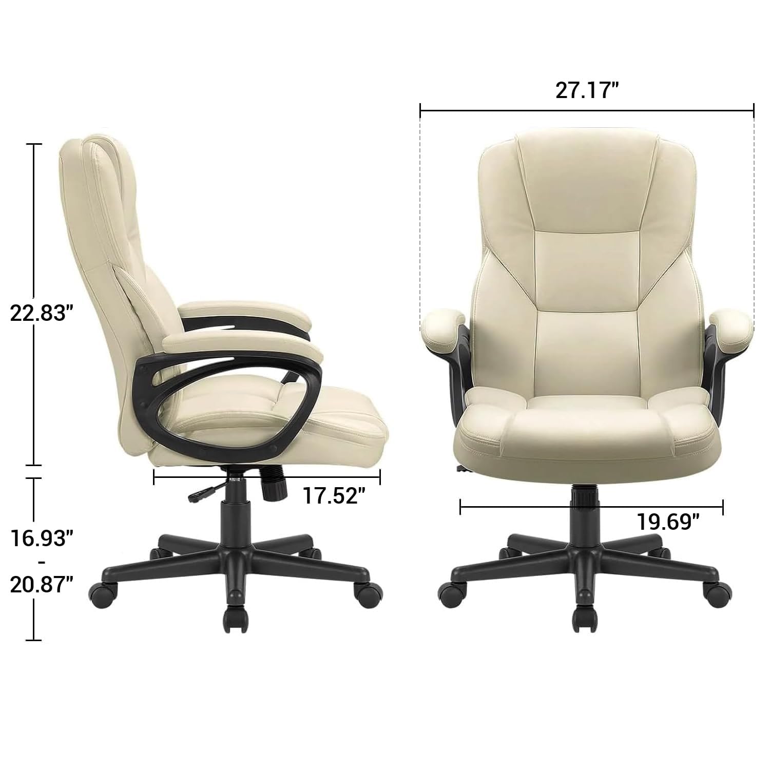 Office Executive Chair High Back Adjustable Managerial Home Desk Chair, Swivel Computer PU Leather Chair with Lumbar Support (1, Khaki)