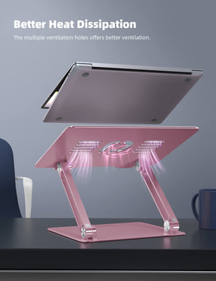 Adjustable Laptop Stand, Portable Laptop Riser, Aluminum Laptop Stand for Desk Foldable, Ergonomic Computer Notebook Stand Holder for MacBook Air Pro, Dell XPS, HP (10-17.3'') -Pink