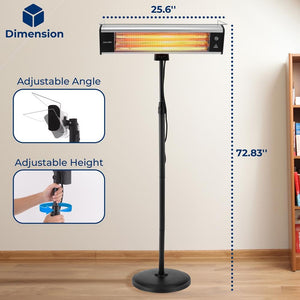 Infrared Patio Heater, Electric Patio Heater for Indoor/Outdoor Use, Portable Stand Heater with Remote Control, 1500 W, for Restaurant, Patio, Backyard, Garage, Decks (Black)