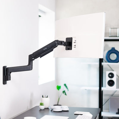Premium Ultrawide Monitor Counterbalance Wall Mount for 40 inch Screens up to 44 lbs, Full Motion, Max VESA 100x100, Black, MOUNT-V100E