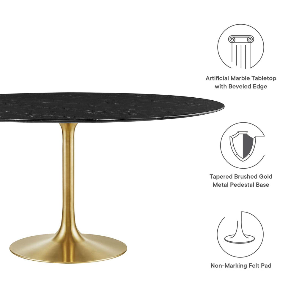 Dining Table, 60", Gold Black