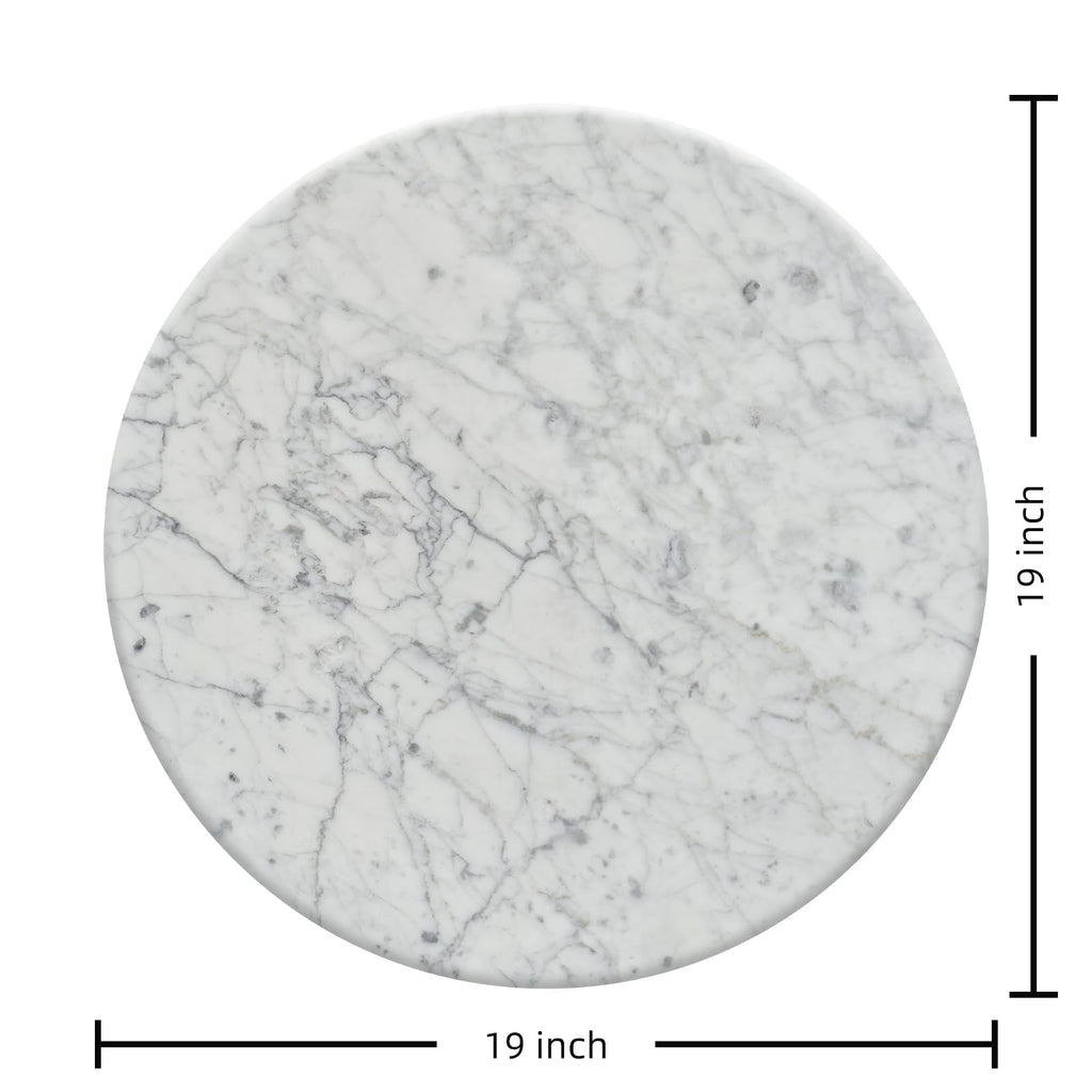 Round Marble Coffee Table with Sleek Metal Frame, Modern Nordic Side Table with, Elegant Nightstand for Living Room, Bedroom, Entryway, and Office - Durable, Easy to Clean