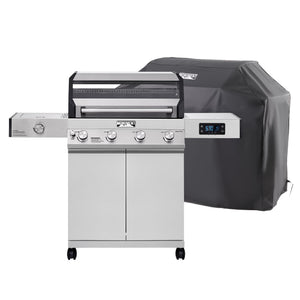 Denali 405 4-Burner Liquid Propane Gas Smart BBQ Grill Stainless Steel with BBQ Cover(2 items)