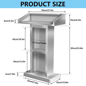 Stainless Steel Podium Stand for Lectern Presentation Church Classroom, Pulpit with Heavy Base Lecture Teacher Conference Wedding Speech
