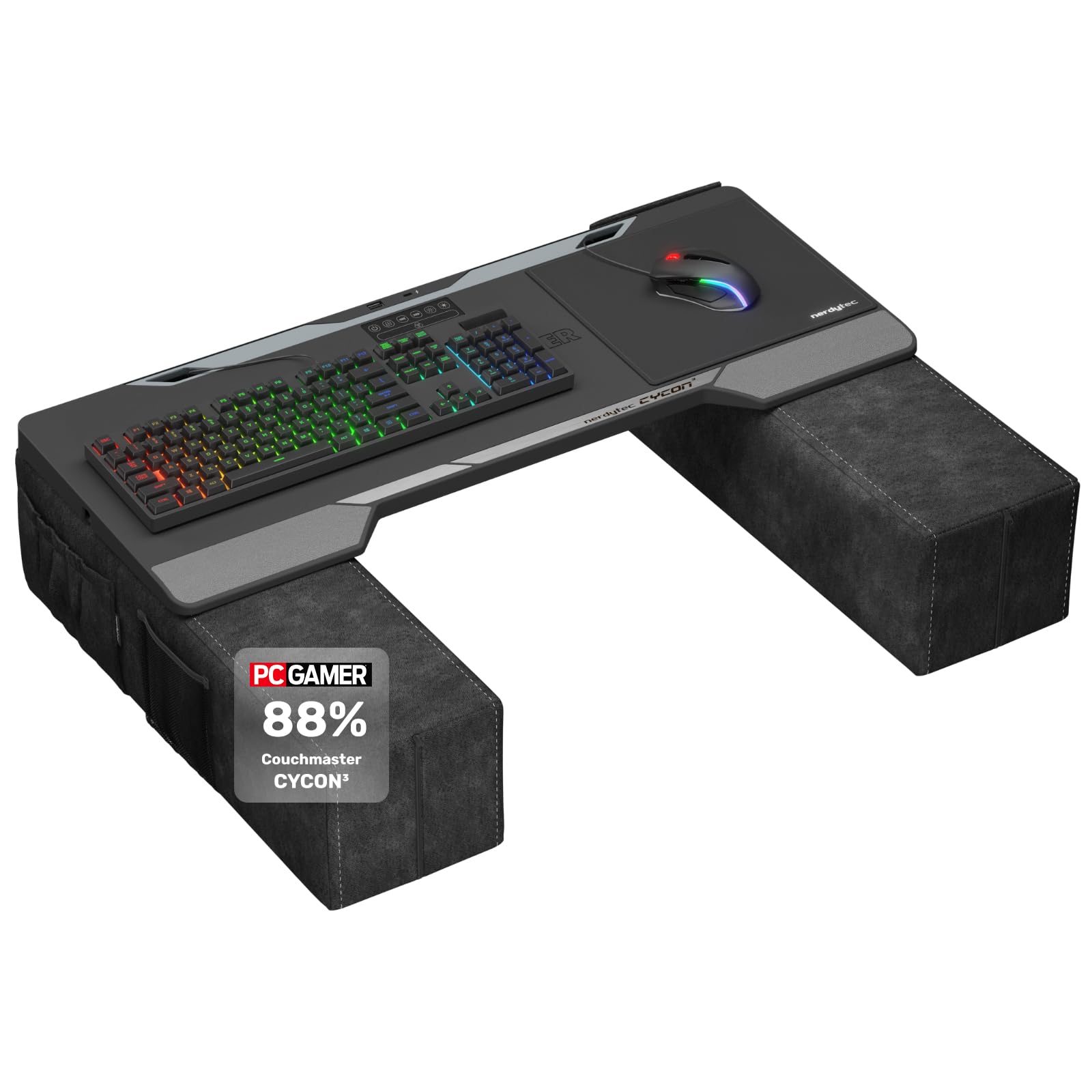 CYCON³ HORIZONLIGHT Bar, Ultimate Ergonomic USB-Hub Gaming Lap Desk for Couch and Bed, Large, Stable and Compatible with All Keyboards and Mouse/Mice, Laptops, PCs, PS4/5, Xbox