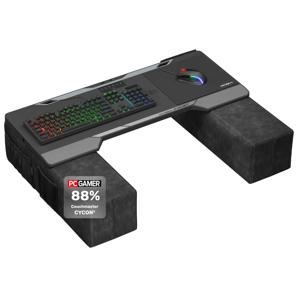 CYCON³ HORIZONLIGHT Bar, Ultimate Ergonomic USB-Hub Gaming Lap Desk for Couch and Bed, Large, Stable and Compatible with All Keyboards and Mouse/Mice, Laptops, PCs, PS4/5, Xbox