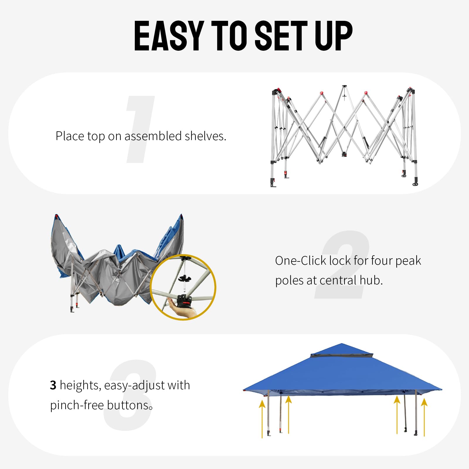 13x13 Pop Up Gazebo, Canopy Tent, Gazebos on Clearance - Outdoor Gazebo for Backyard & Patio Furniture - Carpa Pop Up Tent with Wheeled STO-N-Go Cover Bag (Blue)
