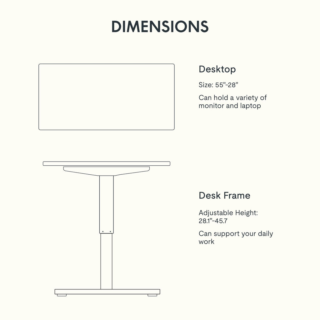 EN1 One-Piece Standing Desk, Electric Adjustable with 4 Memory Presets, 176 LBS Capacity, Stable & Quiet, Seamless Desktop for Home Office & Dual Monitors, 55"x28" Mahogany(Silver Frame)