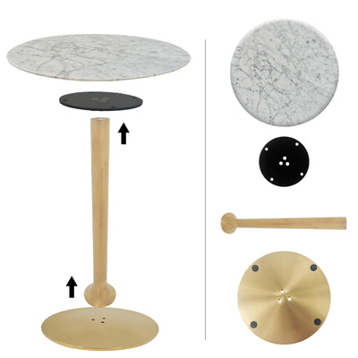 Round Marble Coffee Table with Sleek Metal Frame, Modern Nordic Side Table with, Elegant Nightstand for Living Room, Bedroom, Entryway, and Office - Durable, Easy to Clean