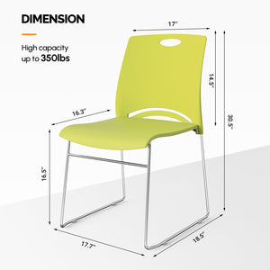 Stacking Chairs Set of 8 Stackable Office Chairs with Metal Sled Base, Ergonomic Plastic Seat, Stacking Chairs for Waiting Room Break Room Banquet Guest, Green