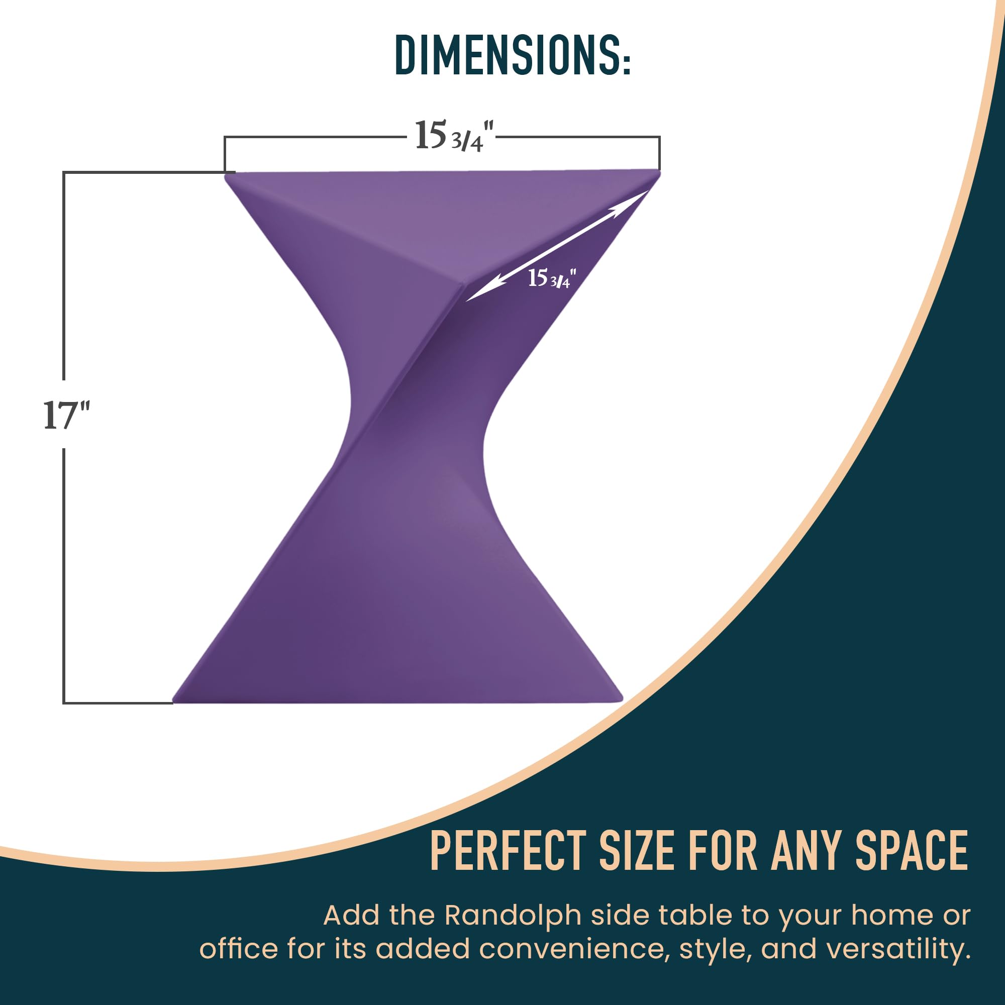 15.75" Triangular Side Table, Stackable Plastic Accent End Table for Indoor & Outdoor Use, Weather-Resistant Modern Patio & Living Room Table, Set of 2, Purple