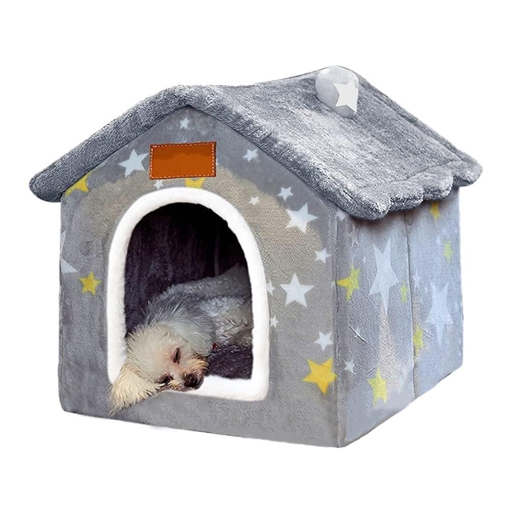 Dog House Indoor Memory Sponge, Foldable Dog House Kennel Bed Mat with Cushion for Small Medium Large Dogs Cats, Winter Warm Cat Nest Puppy Cave Sofa Pet Products (Small)