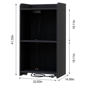 Podium Stand - Portable Podium Stand with 4 Rolling Wheels, Pulpits for Churches with Adjustable Shelf, Hostess Stand, Mobile podiums for Church, Classroom, Office (with Charging Station)