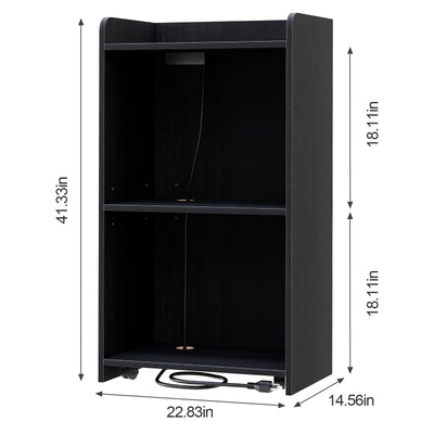 Podium Stand - Portable Podium Stand with 4 Rolling Wheels, Pulpits for Churches with Adjustable Shelf, Hostess Stand, Mobile podiums for Church, Classroom, Office (with Charging Station)