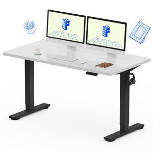 EN1 One-Piece Standing Desk, Electric Adjustable with 4 Memory Presets, 176 LBS Capacity, Stable & Quiet, Seamless Desktop for Home Office & Dual Monitors, 55