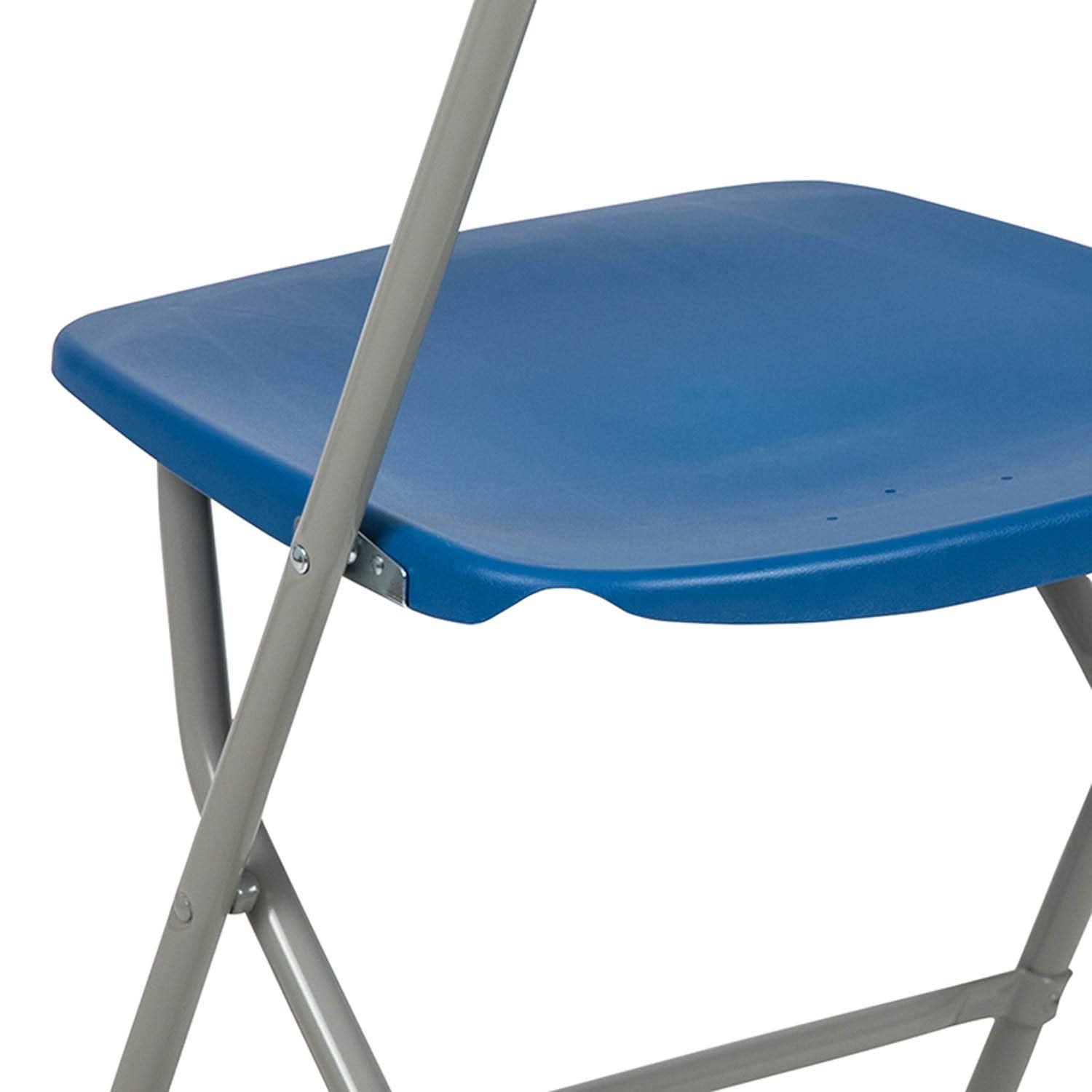 Set of 10, Blue Hercules Series Plastic Folding Chairs for Parties and Weddings, Stackable Commercial Event Seats,