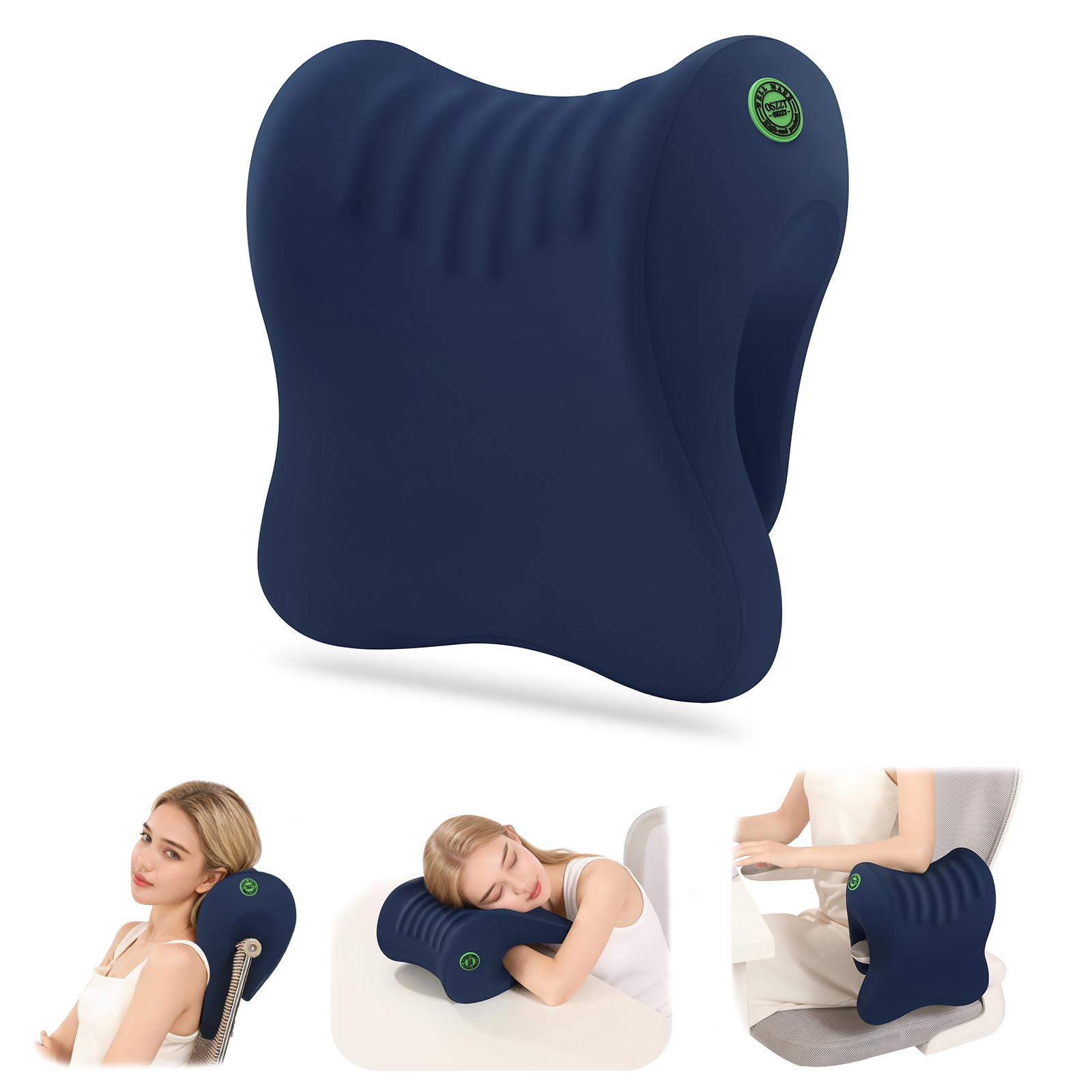 Ergonomic Office Chair Headrest, Adjustable Neck Support Pillow with Removable Washable Cover, Universal Head Rest Attachment for Office Chairs, Wheelchairs, Desk Chair Napping (Navy Blue)
