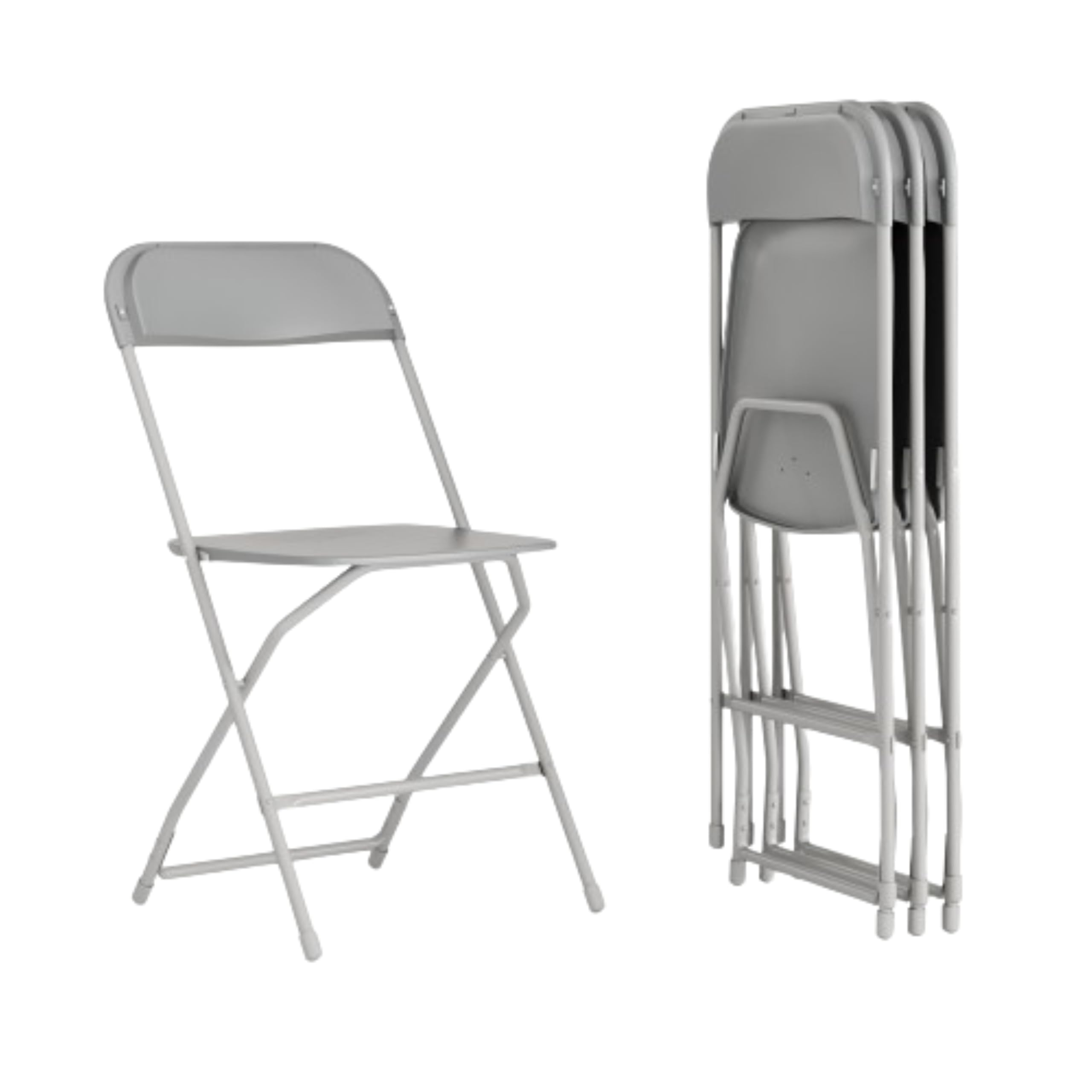 4 Pack Hercules Series Plastic Folding Chair - Grey -  650LB Weight Capacity Comfortable Event Chair-Lightweight Folding Chair
