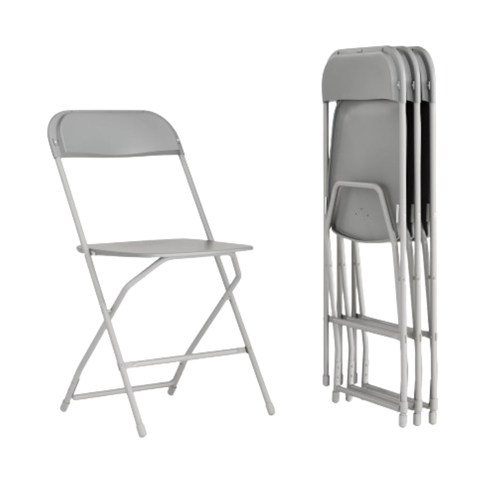 4 Pack Hercules Series Plastic Folding Chair - Grey -  650LB Weight Capacity Comfortable Event Chair-Lightweight Folding Chair