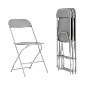 4 Pack Hercules Series Plastic Folding Chair - Grey -  650LB Weight Capacity Comfortable Event Chair-Lightweight Folding Chair
