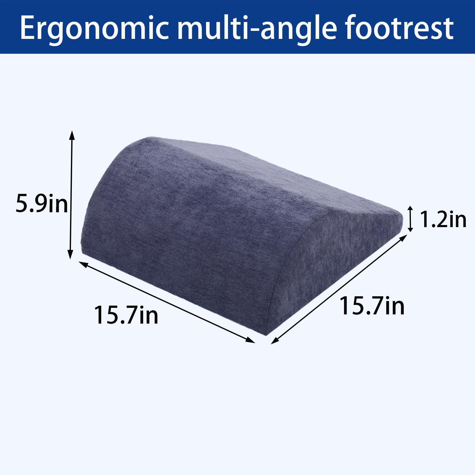 Foot Rest for Under Desk at Work, Ergonomic Under Desk Footrest with Washable Cover for Office, Home & Gaming Leg Elevation Pillow Blue