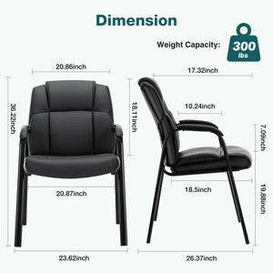 Waiting Room Chair Set of 6, Leather Office Desk Reception Guest Stationary Side Chairs with Padded Arms for Home Conference Lobby Area Meeting Church Medical Clinic Elderly Student