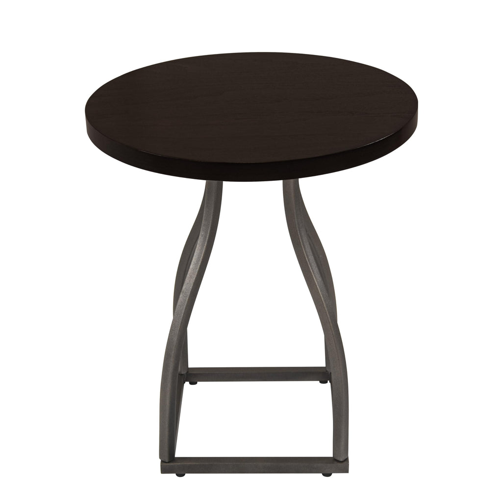 Round Accent Table with Metal Base - Umber Brown