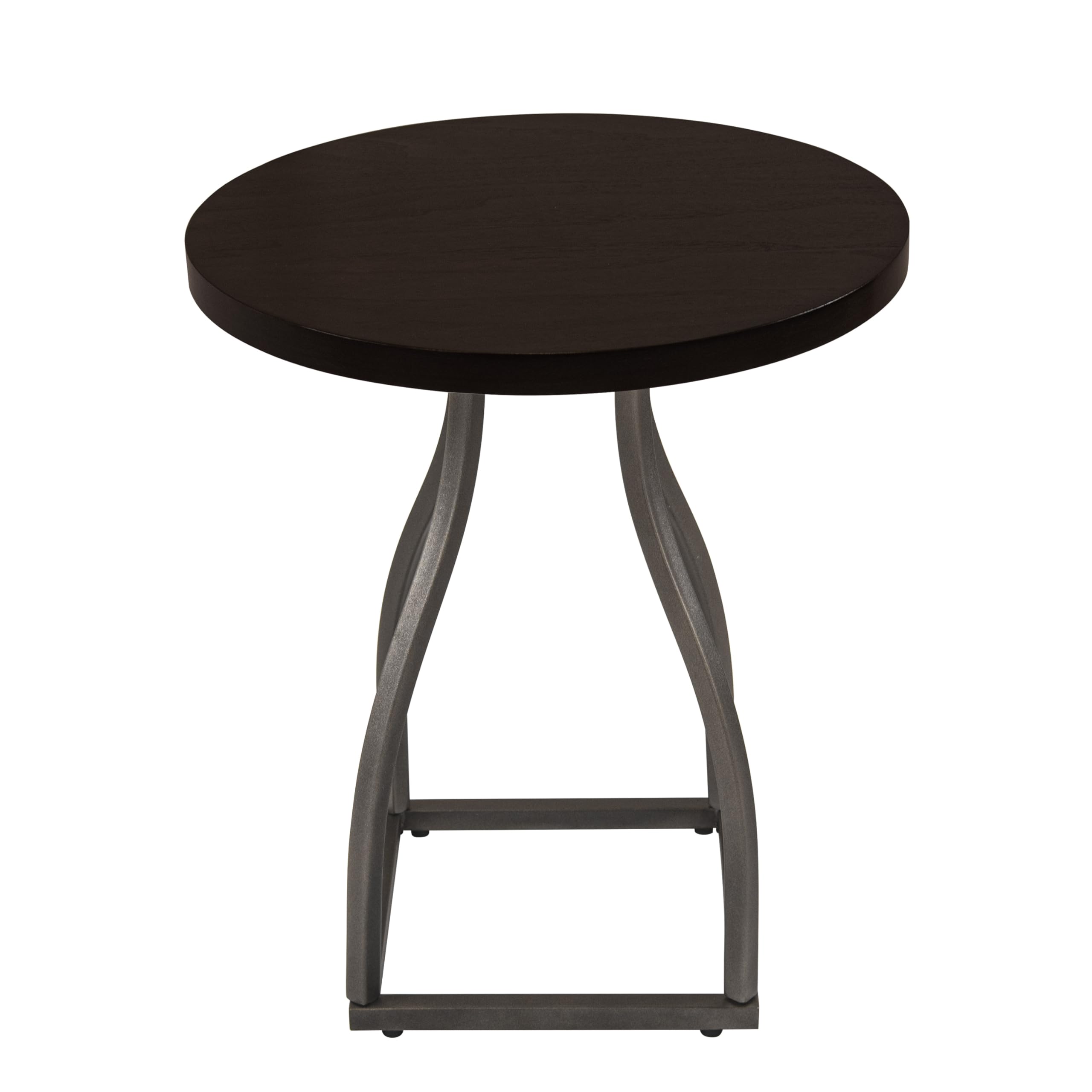 Round Accent Table with Metal Base - Umber Brown