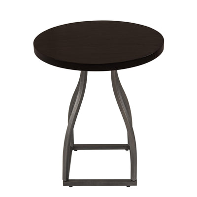Round Accent Table with Metal Base - Umber Brown