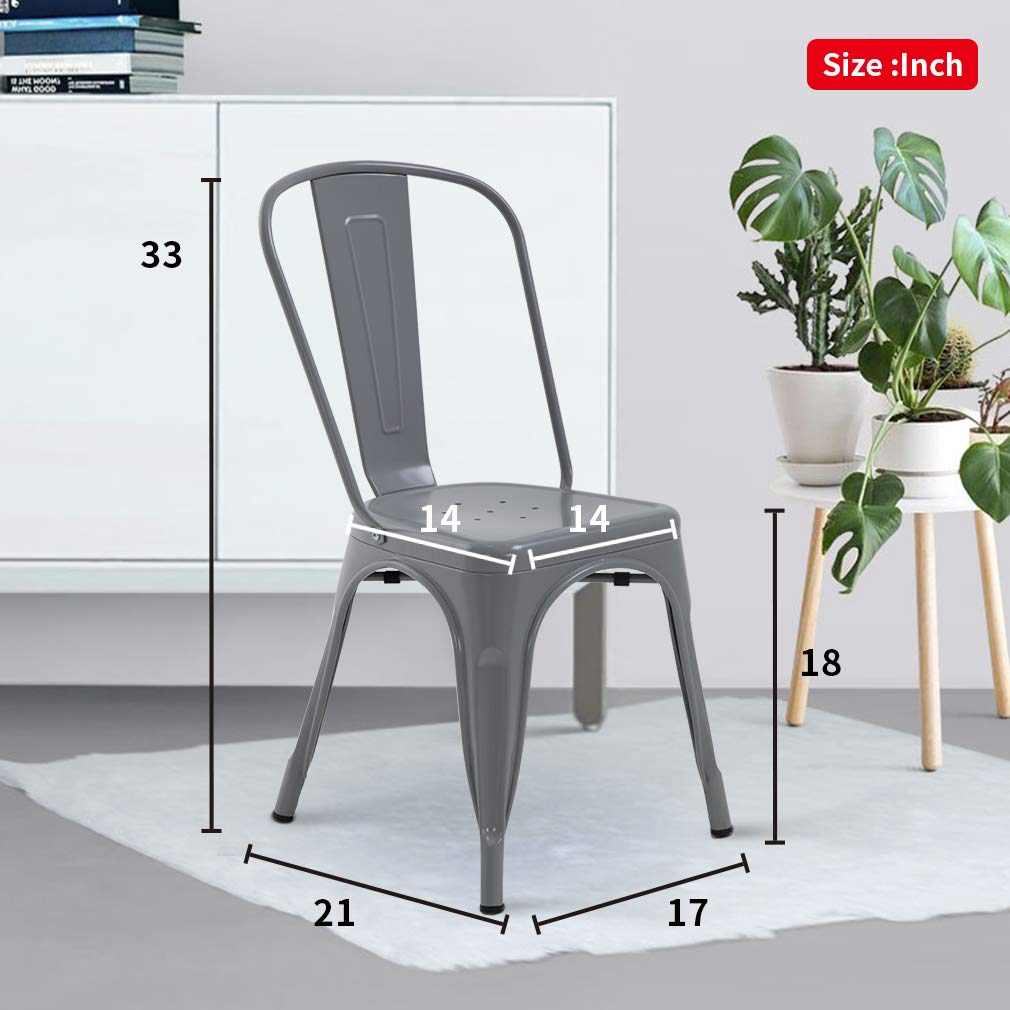 Dining Chairs Set of 4 - Indoor/Outdoor, Metal, 18 Inch Seat Height, 330LBS Weight Capacity, Stackable, Restaurant & Bar Chairs