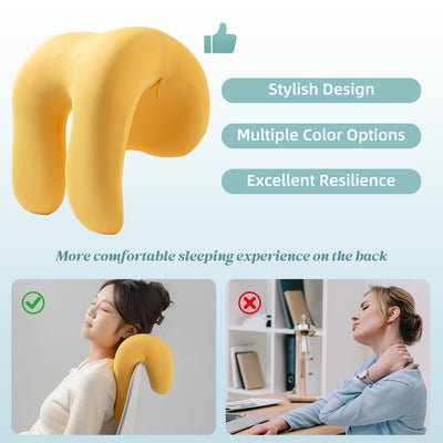 Office Chair Neck Pillow, Memory Foam Ergonomic Nap Pillow Office Chair Headrest Accessory, Neck Support Pillow Ideal for Office and Gaming, Yellow