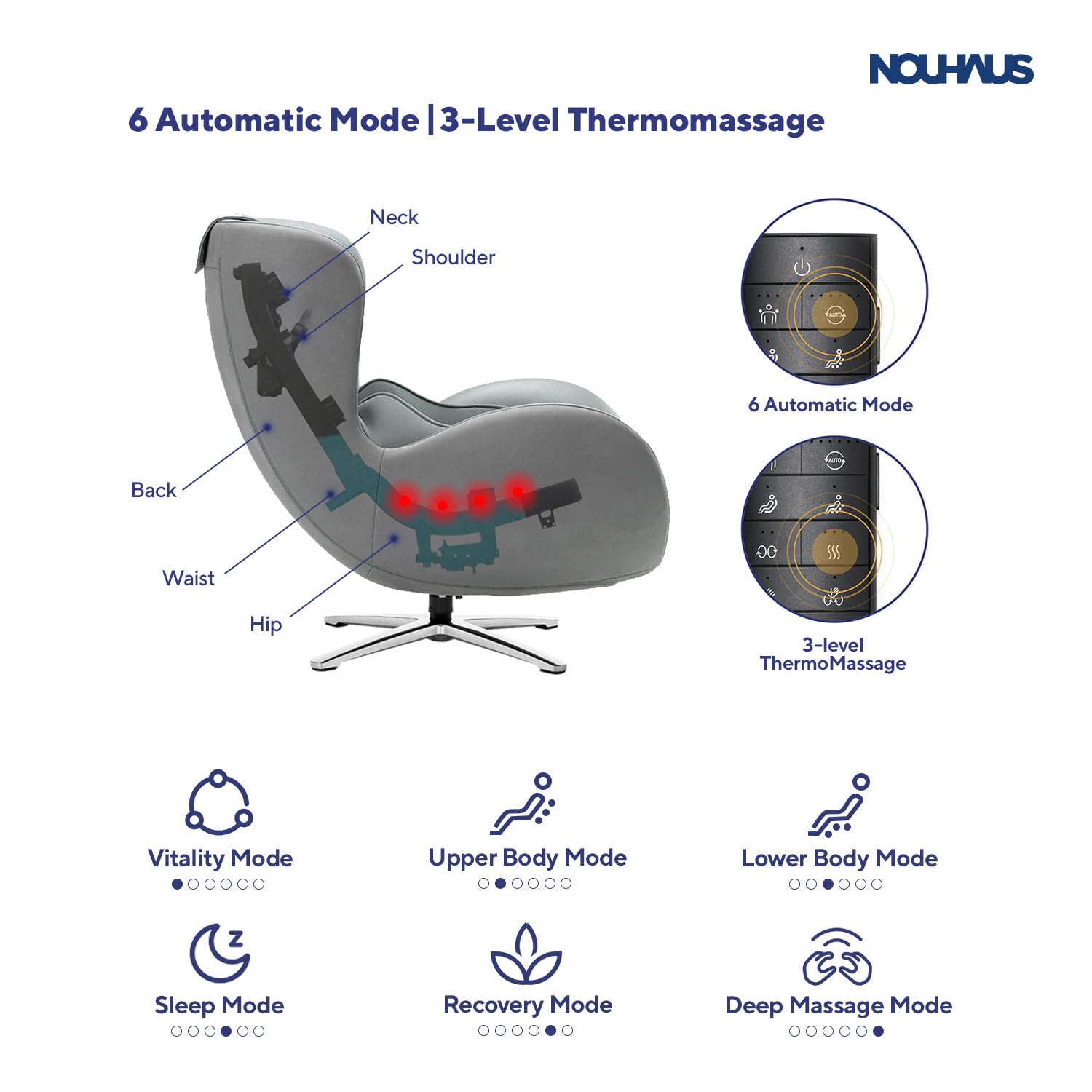 Heated Classic Massage Chair with Ottoman – Full Body & Spot Shiatsu Massager, Recliner with Bluetooth Speaker & in-Chair Charger – Portable & Ergonomic Design