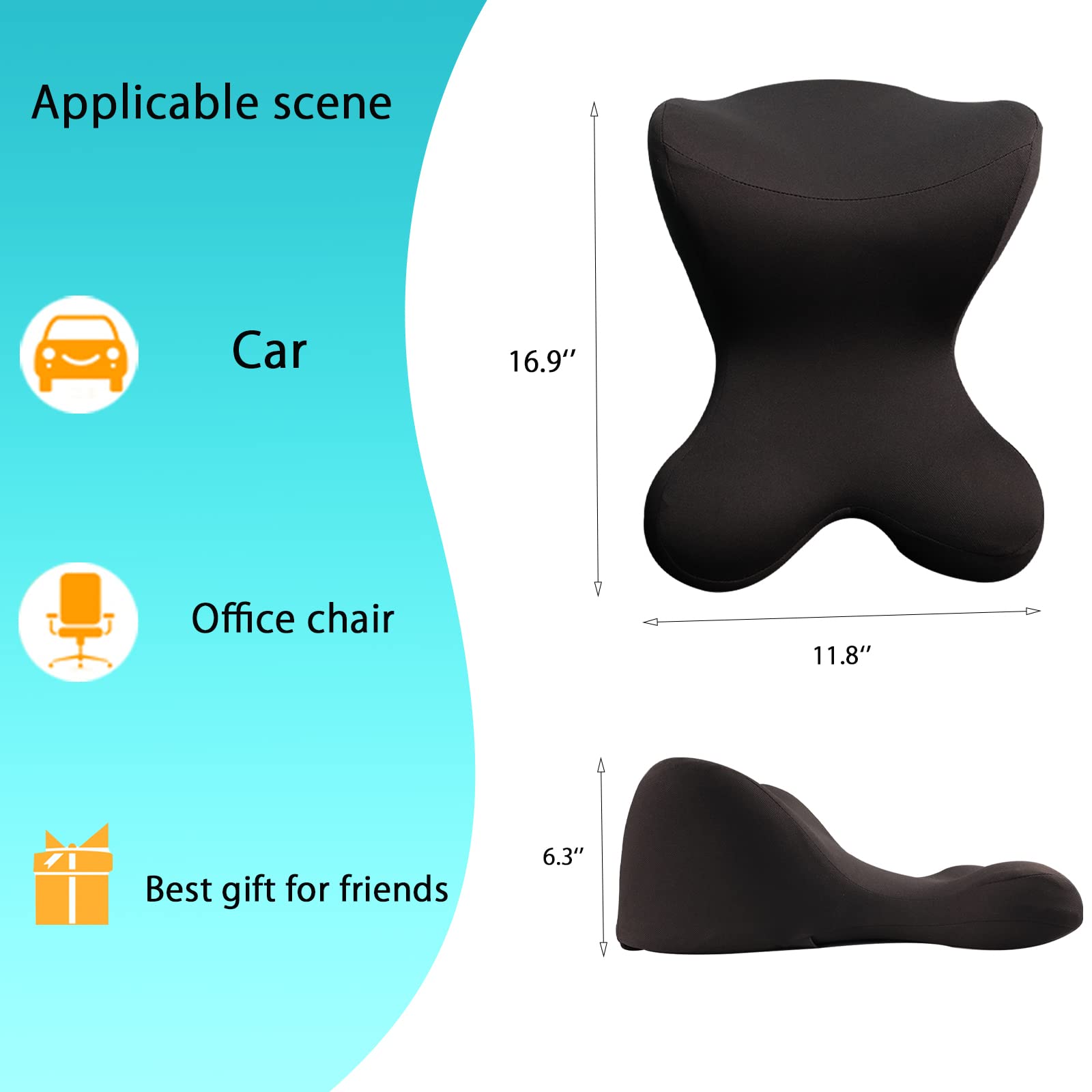 Neck Pillow for Driving Seat Car headrest Pillow/Gaming Chair Pillow with Adjustable Strap Removable Cover Ergonomic Design Neck Support Pillow for auto, Office Chair, Gaming Chair(Black)