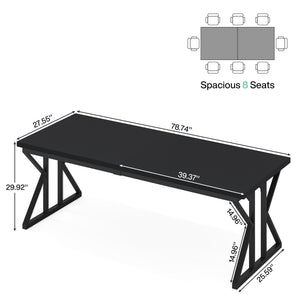 78.7-Inch Executive Desk, Large Computer Office Desk Workstation, Modern Simple Style Laptop Desk Study Writing Table Business Furniture for Home Office (Black, 78.7 Inch)