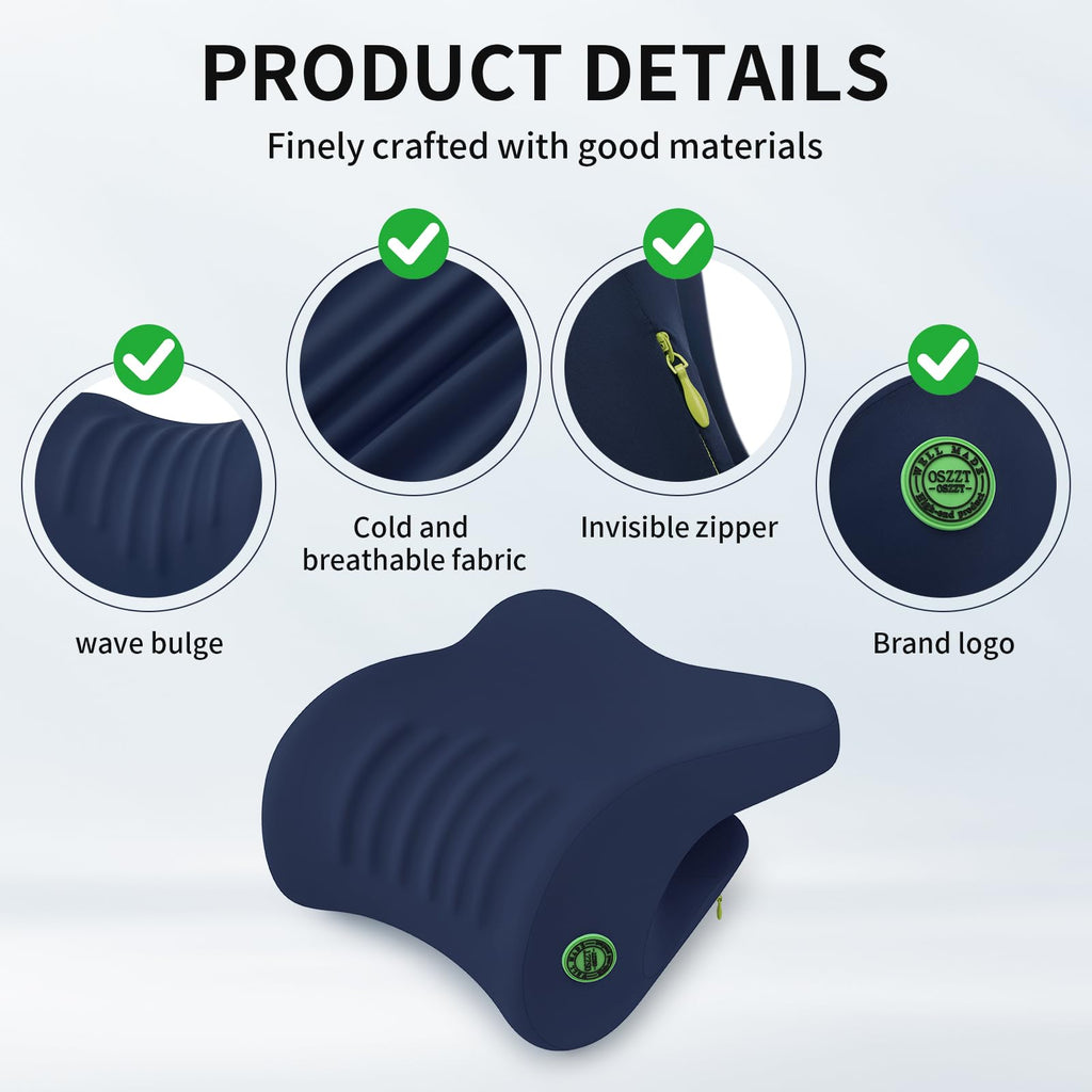 Ergonomic Office Chair Headrest, Adjustable Neck Support Pillow with Removable Washable Cover, Universal Head Rest Attachment for Office Chairs, Wheelchairs, Desk Chair Napping (Navy Blue)