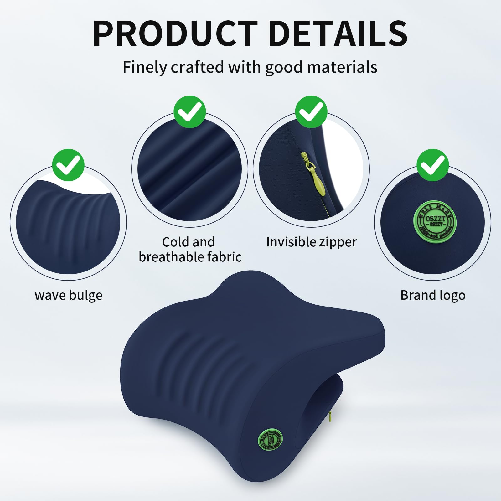 Ergonomic Office Chair Headrest, Adjustable Neck Support Pillow with Removable Washable Cover, Universal Head Rest Attachment for Office Chairs, Wheelchairs, Desk Chair Napping (Navy Blue)