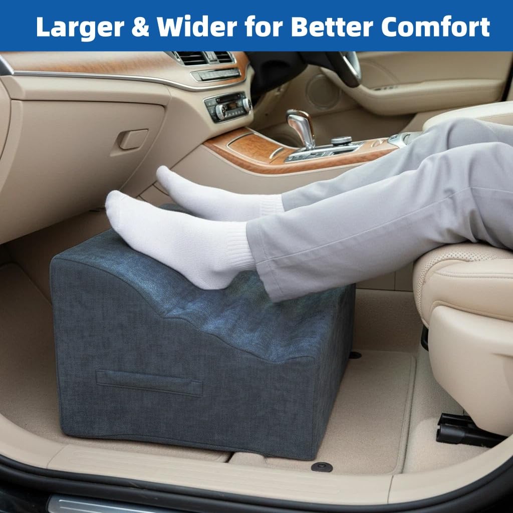 Under Desk Footrest, Multi-Functional Footrest with Portable Handle & Removable Washable Cover - Ergonomic Foot Stool Elevating and Supporting Feet and Legs for Chair and Sofa (Blue)