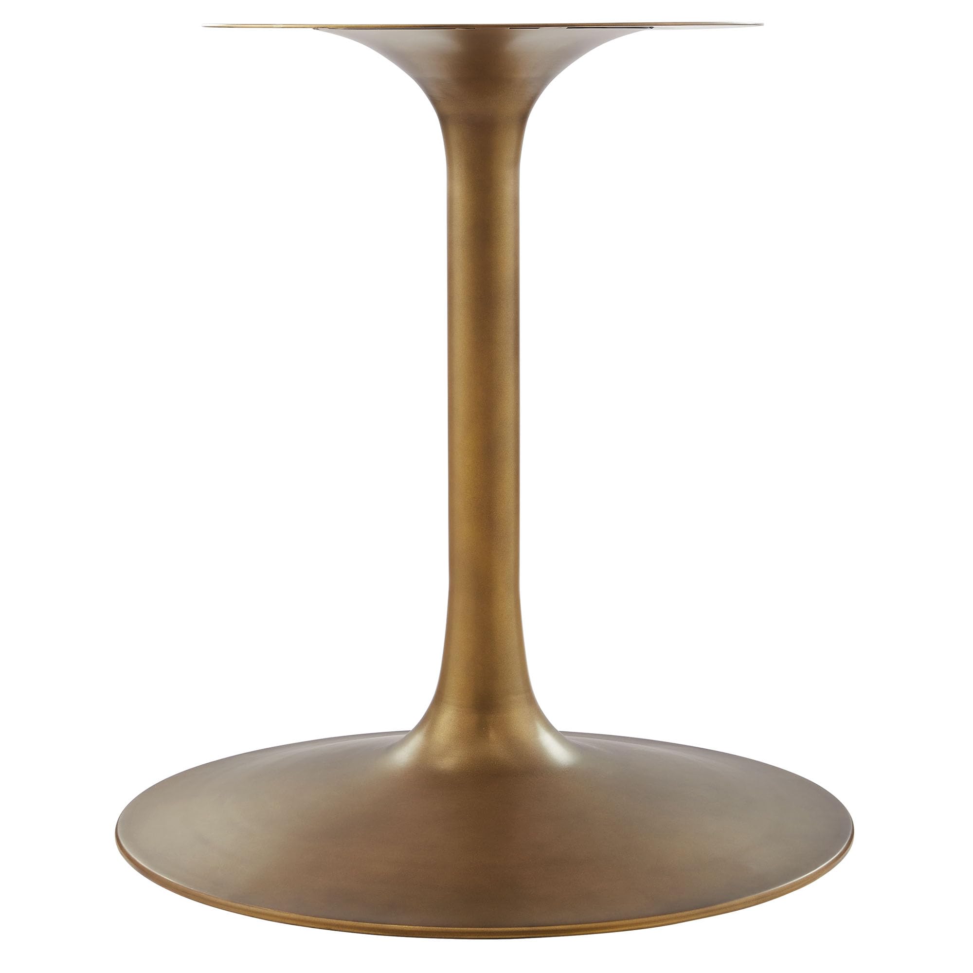 48 Inch Round Wood Dining Table with Metal Pedestal in Brass Walnut - Modern Industrial Dining Table for 4 People - Solid Wood Tulip Kitchen Table