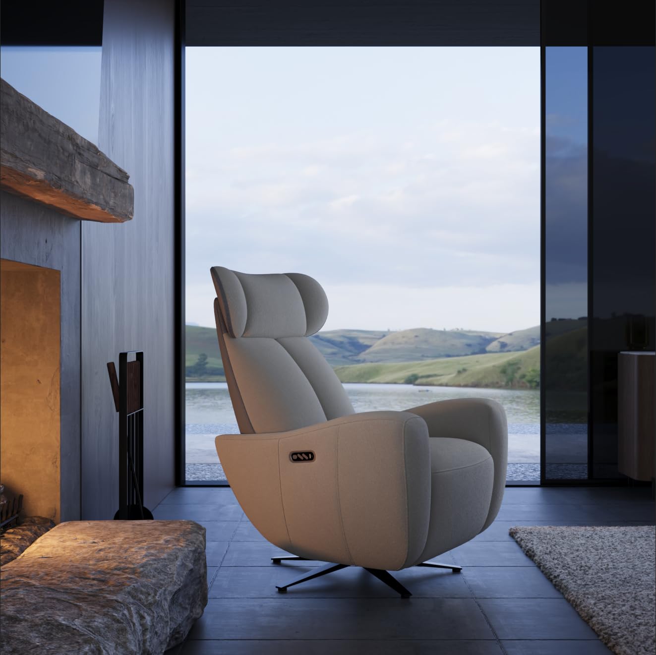 Recliner Chair Single Seater Zero Gravity Swivel Power Sofa for Living Room SwanSing Dual Motor Chair with USB & Type-C Ports, White Gray