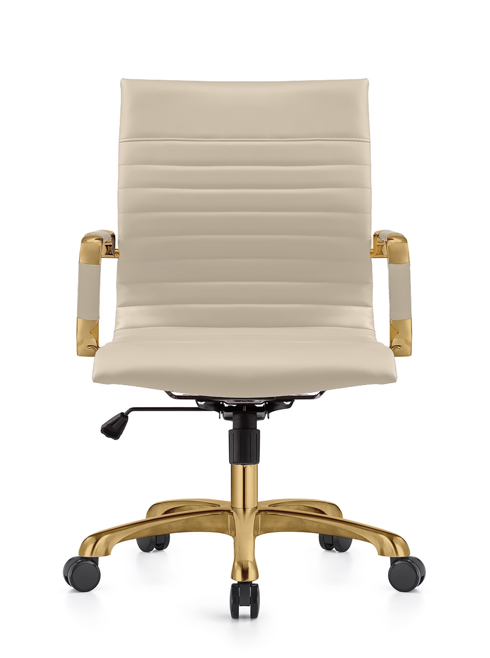 Qty 2 Modern Ergonomic Executive Office Chair, High-Back Leather Conference Desk Chair with Adjustable Height, Tilt Control, 360° Swivel & Gold Frame for Home Office