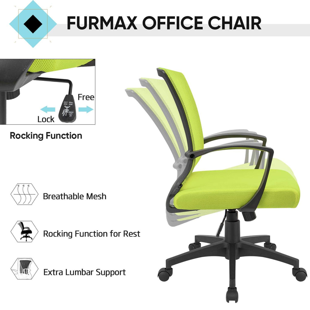 Office Chair Ergonomic Computer Desk Mesh Chair Mid Back Swivel Lumbar Support with Armrest (2, Cyan)