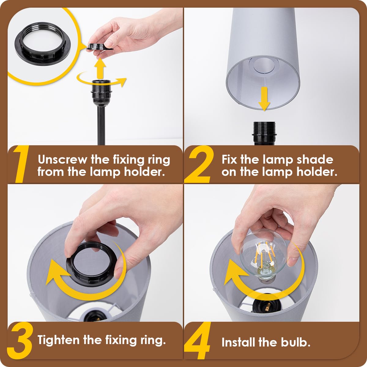Desk Lamp with USB Port - Touch Control Table Lamp for Bedroom 3 Way Dimmable Nightstand Lamp with Round Grey Fabric Shade for Living Room, Dorm, Home Office (LED Bulb Included)