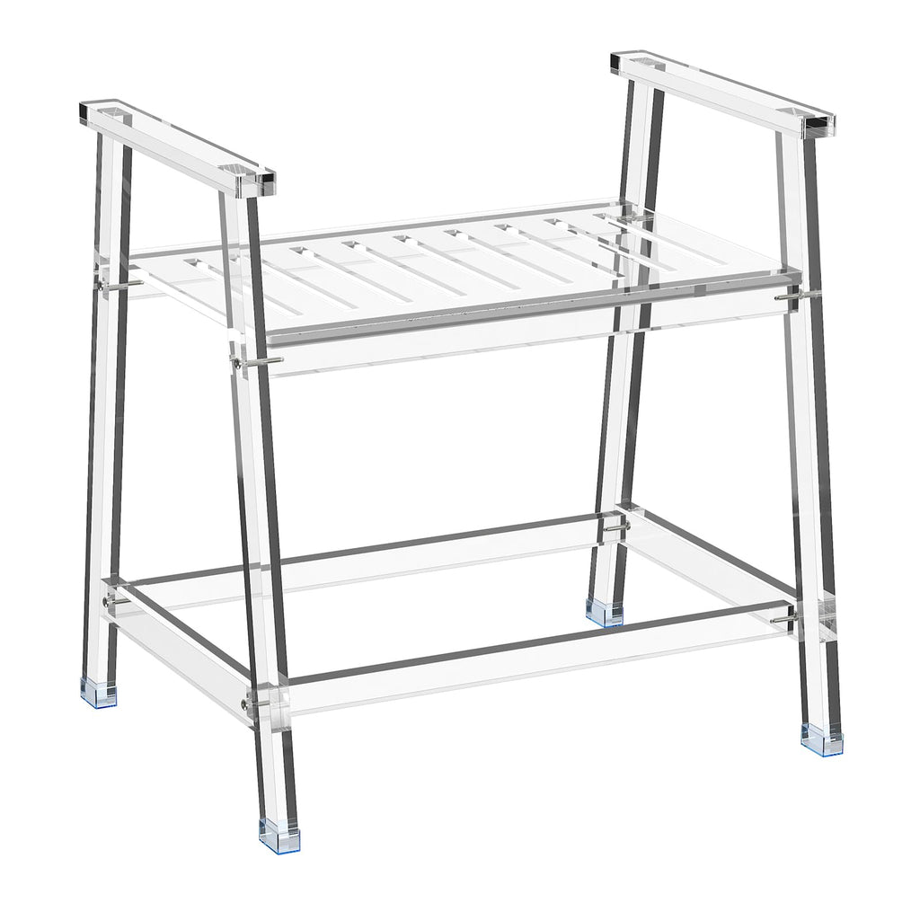 Acrylic Shower Chair with Arms - 23.62" Clear Shower Bench with Handle for Inside Shower Heavy Duty Shower Stool for Seniors Elderly Non-Slip Waterproof Indoor and Outdoor