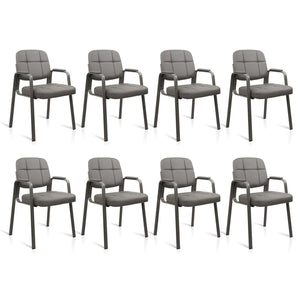 8 Pack, Waiting Room Guest Chair with Bonded Leather Padded Arm Rest for Office Reception and Conference Desk(Grey)