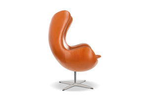 Swivel Armchair 35.4”, Italian Nappa 11000 Top Grain Leather, 360° Swivel, Mid-Century Modern Accent Chair for Living Room, Brown