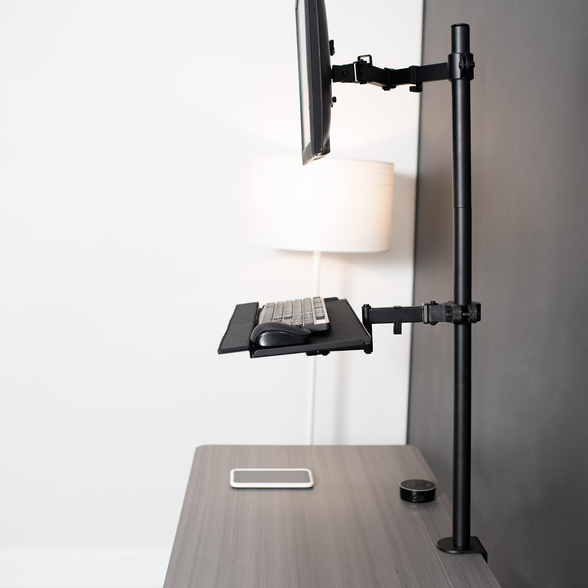 Universal 26 Inch Keyboard and Mouse Tray Pole Mount, 360 Degree Rotation, Neutral Writing Position, Black, Mount-POLEKB