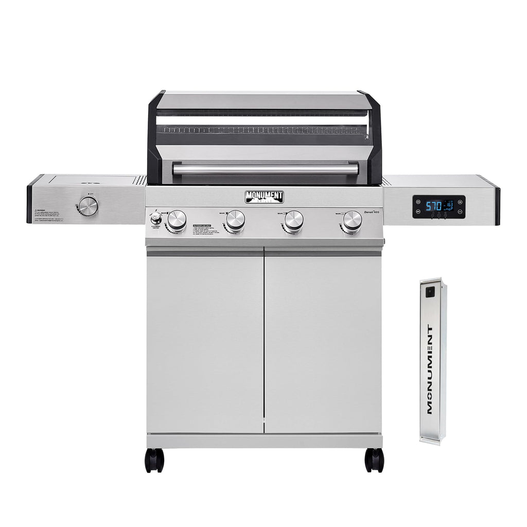 Denali 405 4-Burner Liquid Propane Gas Smart BBQ Grill Stainless Steel with Smoke Box(2 items)