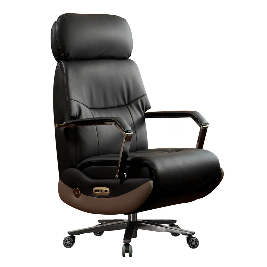 Ergonomic Power Recliner Chair for Long Hours, Leather Electric Luxury Office & Home Desk Chair with Heating and Ventilation,High Back Executive Home Office Desk Chair 400Lbs (Black)