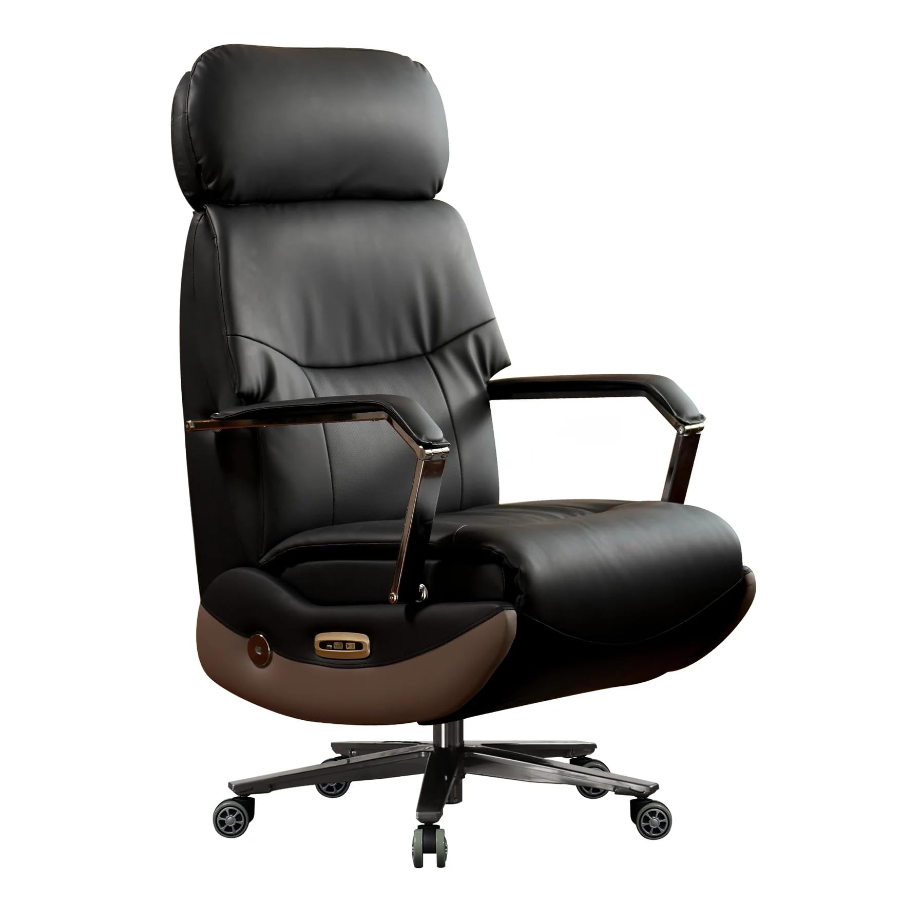 Ergonomic Power Recliner Chair for Long Hours, Leather Electric Luxury Office & Home Desk Chair with Heating and Ventilation,High Back Executive Home Office Desk Chair 400Lbs (Black)