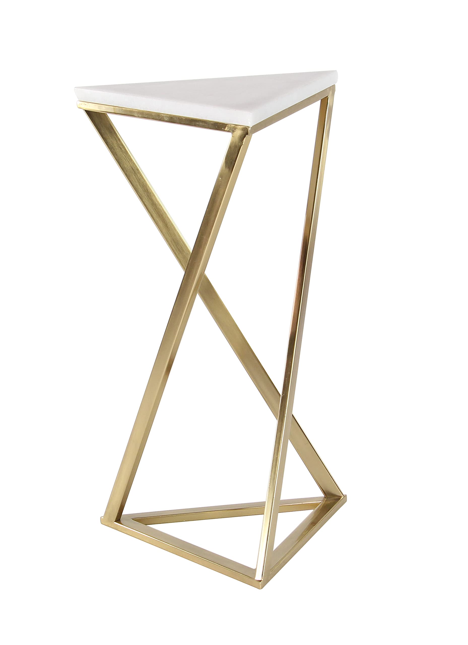 Metal Side End Accent Table End Table with Marble Top, Set of 2 Side Table 14"W, 24"H, Gold
